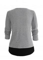 Plus Size Light Grey Marl Fake Two Piece Twinset | thumb picture 