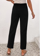 Black Bowknot Elastic Waist High Waisted Pants | thumb picture 