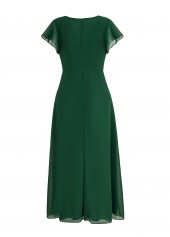 Blackish Green Twist High Low Short Sleeve Dress | thumb picture 
