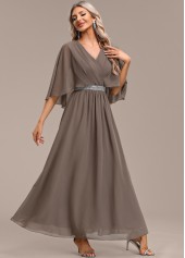 Gray Brown Surplice Maxi Half Sleeve V Neck Dress | thumb picture 