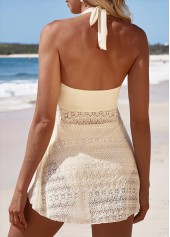 Lace Mid Waisted Beige Tankini Set | thumb picture 