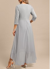 Light Grey Fake 2in1 High Low Split Neck Dress | thumb picture 