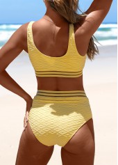 Split Patchwork Light Yellow Bikini Set