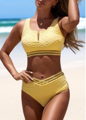 Split Patchwork Light Yellow Bikini Set