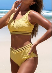 Split Patchwork Light Yellow Bikini Set