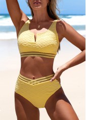 Split Patchwork Light Yellow Bikini Set