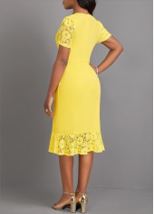 Light Yellow Lace Short Sleeve V Neck Dress | thumb picture 