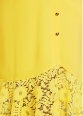 Light Yellow Lace Short Sleeve V Neck Dress | thumb picture 