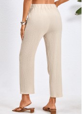 Beige Pocket Drawastring High Waisted Pants