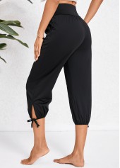 Black Pocket Jogger Elastic Waist High Waisted Pants | thumb picture 