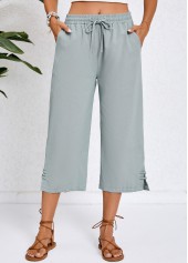 Grey Pocket Elastic Waist High Waisted Pants | thumb picture 