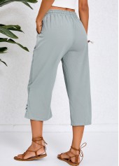 Grey Pocket Elastic Waist High Waisted Pants | thumb picture 