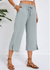 Grey Pocket Elastic Waist High Waisted Pants | thumb picture 