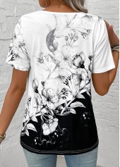 Black Lightweight Floral Print Short Sleeve T Shirt | thumb picture 