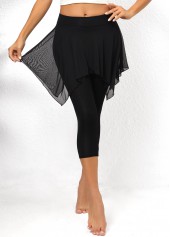 Black Mesh Skinny Elastic Waist High Waisted Pants