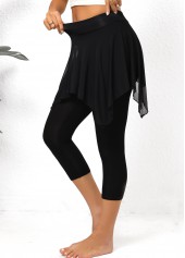 Black Mesh Skinny Elastic Waist High Waisted Pants