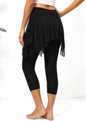 Black Mesh Skinny Elastic Waist High Waisted Pants