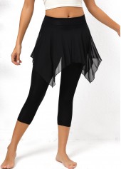 Black Mesh Skinny Elastic Waist High Waisted Pants