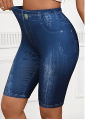 Denim Blue High Waisted Short Elastic Waist Leggings | thumb picture 
