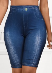 Denim Blue High Waisted Short Elastic Waist Leggings | thumb picture 