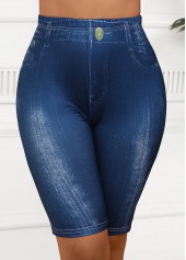 Denim Blue High Waisted Short Elastic Waist Leggings | thumb picture 