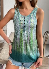 Green Button Ombre Sleeveless Scoop Neck Tank Top | thumb picture 