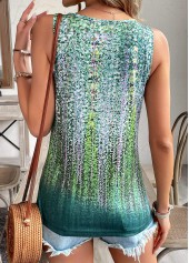 Green Button Ombre Sleeveless Scoop Neck Tank Top | thumb picture 