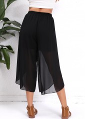 Black Split Elastic Waist High Waisted Pants | thumb picture 
