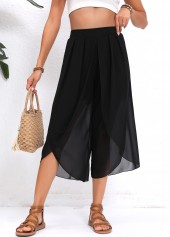 Black Split Elastic Waist High Waisted Pants | thumb picture 