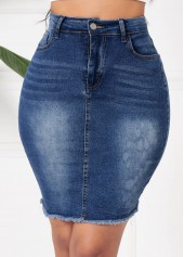 Denim Blue Button Fly Bodycon Skirt 4