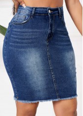 Denim Blue Button Fly Bodycon Skirt 5