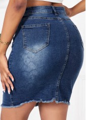 Denim Blue Button Fly Bodycon Skirt 2