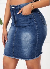 Denim Blue Button Fly Bodycon Skirt 3