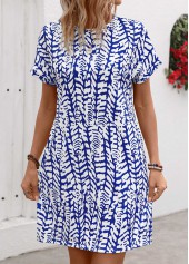 Dark Blue Pocket Graffiti Print Short Sleeve Shift Dress | thumb picture 