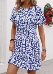 Dark Blue Pocket Graffiti Print Short Sleeve Shift Dress | thumb picture 
