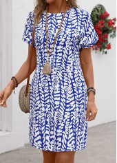 Dark Blue Pocket Graffiti Print Short Sleeve Shift Dress | thumb picture 