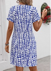 Dark Blue Pocket Graffiti Print Short Sleeve Shift Dress | thumb picture 