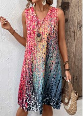 Plus Size Coral A Line Sleeveless V Neck Dress | thumb picture 