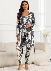 Dark Grey Floral Print Lounge Top and Pants