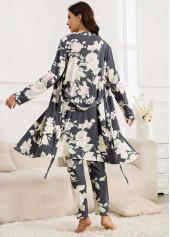 Dark Grey Floral Print Lounge Top and Pants | thumb picture 