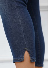 Denim Blue Button Plus Size Skinny High Waisted Pants | thumb picture 