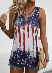 American Flag Multi Color Cut Out Sleeveless Tank Top | thumb picture 