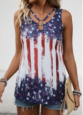 American Flag Multi Color Cut Out Sleeveless Tank Top | thumb picture 