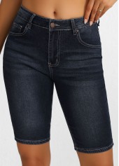 Black Button Regular High Waisted Denim Shorts | thumb picture 