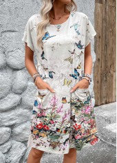 Light Grey Lightweight Floral Print A Line Dress