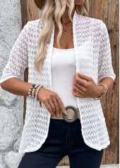 White Lightweight Half Sleeve Light Cardigan | thumb picture 