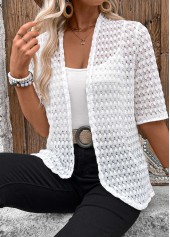 White Lightweight Half Sleeve Light Cardigan | thumb picture 