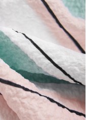 White Drawstring Striped Half Sleeve Round Neck Blouse | thumb picture 