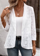White Lace 3/4 Sleeve Light Cardigan