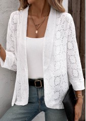 White Lace 3/4 Sleeve Light Cardigan | thumb picture 